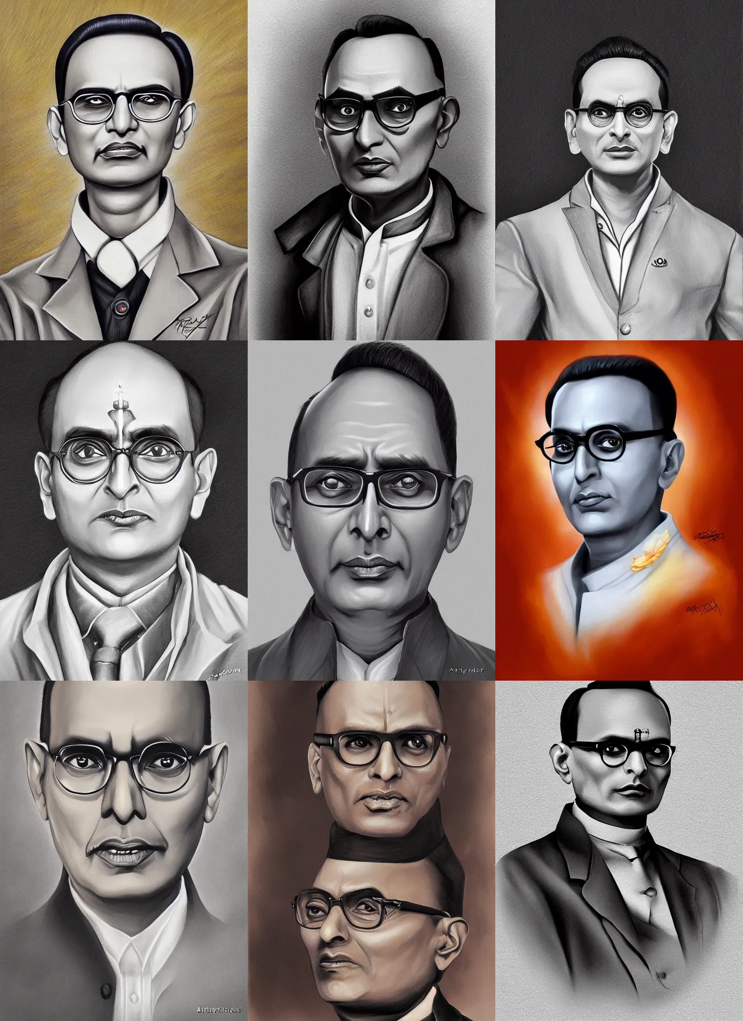 Prompt: portrait of vinayak damodar savarkar by artgerm