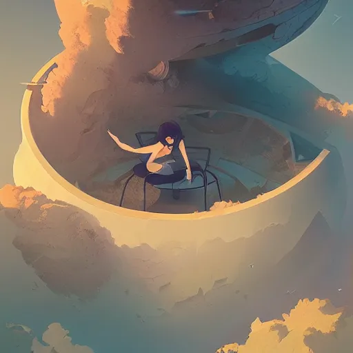 Image similar to highly detailed surreal vfx, 3 d matte render, abstract floating geometric shapes, stephen bliss, unreal engine, greg rutkowski, loish, rhads, beeple, makoto shinkai and lois van baarle, ilya kuvshinov, rossdraws, tom bagshaw, global illumination, detailed and intricate environment