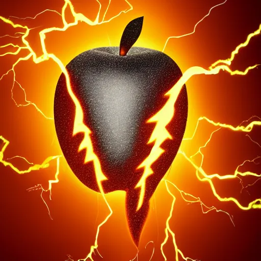Image similar to an apple exploding with lightning