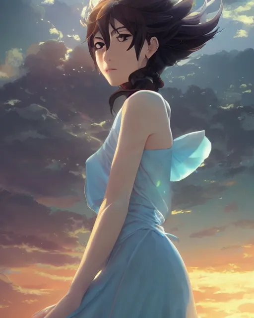 Image similar to goddess of all life is in touch with nature, full shot, atmospheric lighting, detailed face, by makoto shinkai, stanley artgerm lau, wlop, rossdraws