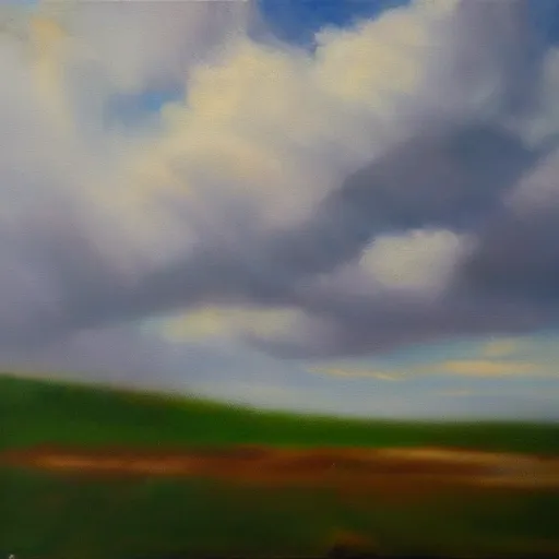 Prompt: clouds, oil painting, volumetric