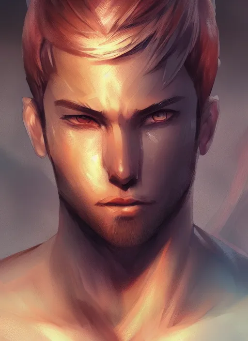 Prompt: detailed beautiful male character art of a protagonist, depth of field, on amino, by sakimichan patreon, wlop, high quality art on artstation.