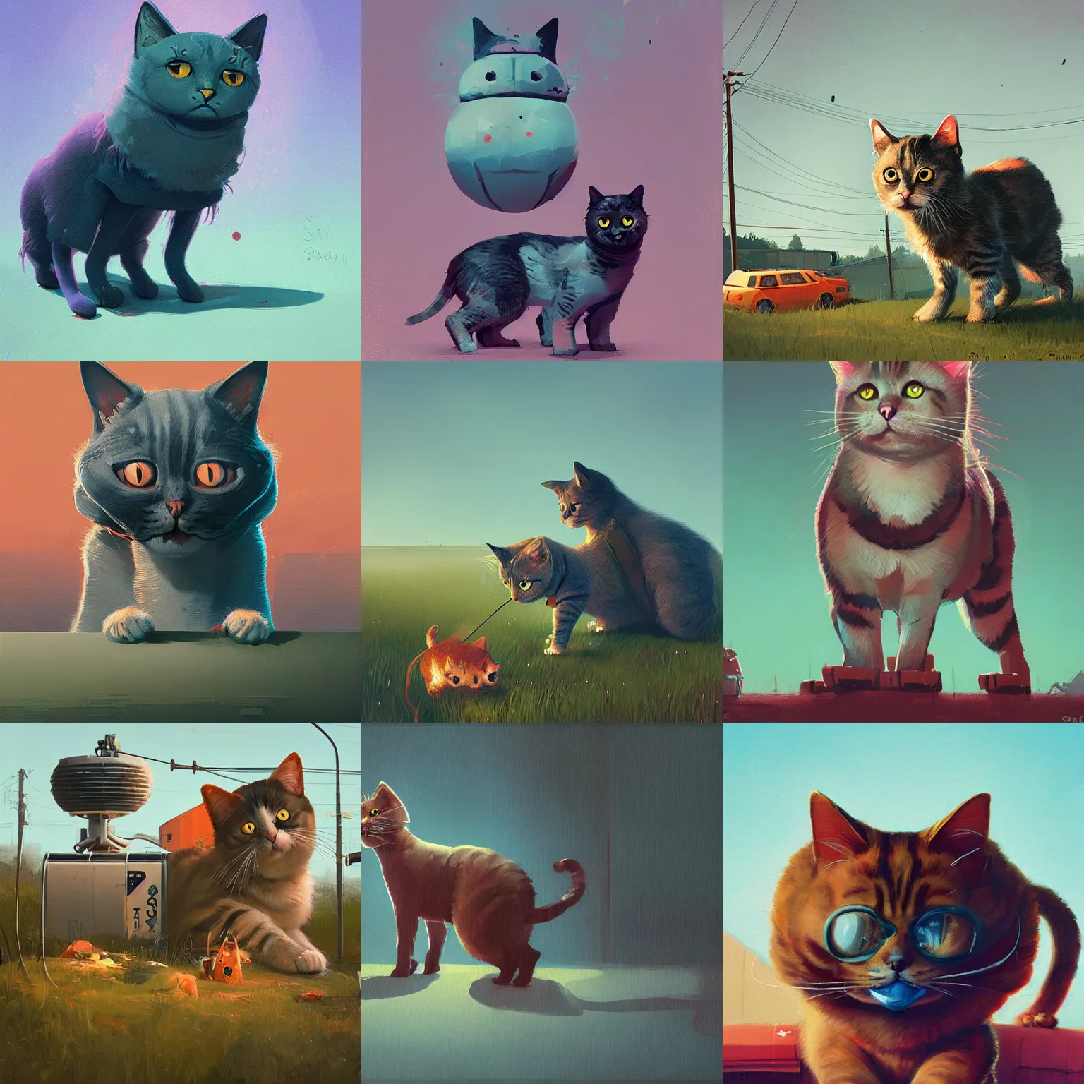 Prompt: cat cute by stalenhag simon