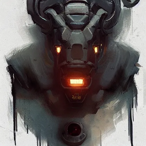 Image similar to 🤖🐃, Greg rutkowski, Trending artstation, cinematográfica, digital Art