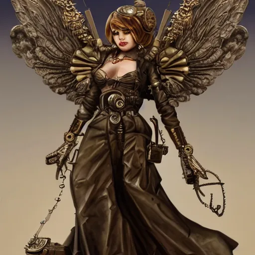 Image similar to a steampunk angel, highly detailed, trending on artstation,