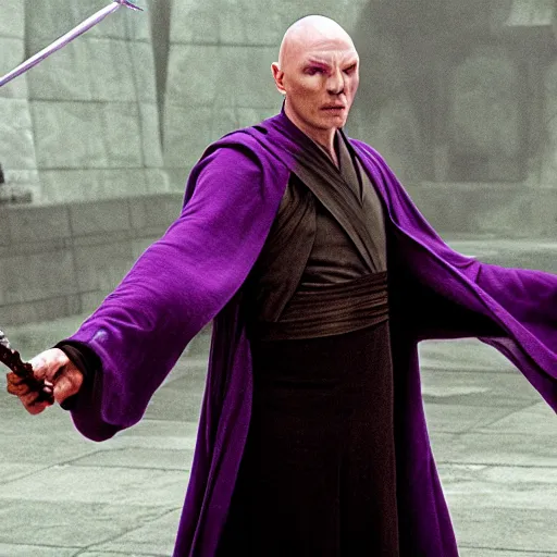 Prompt: lord voldemort as mace windu