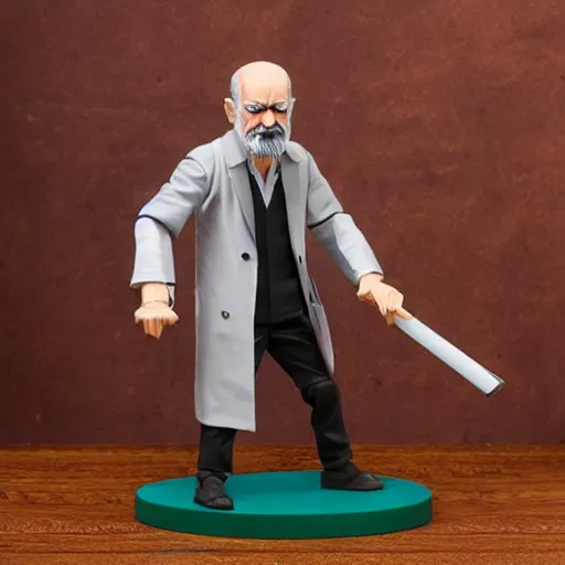 Image similar to sigmund freud cosplay carl jung, stop motion vinyl action figure, plastic, toy, butcher billy style