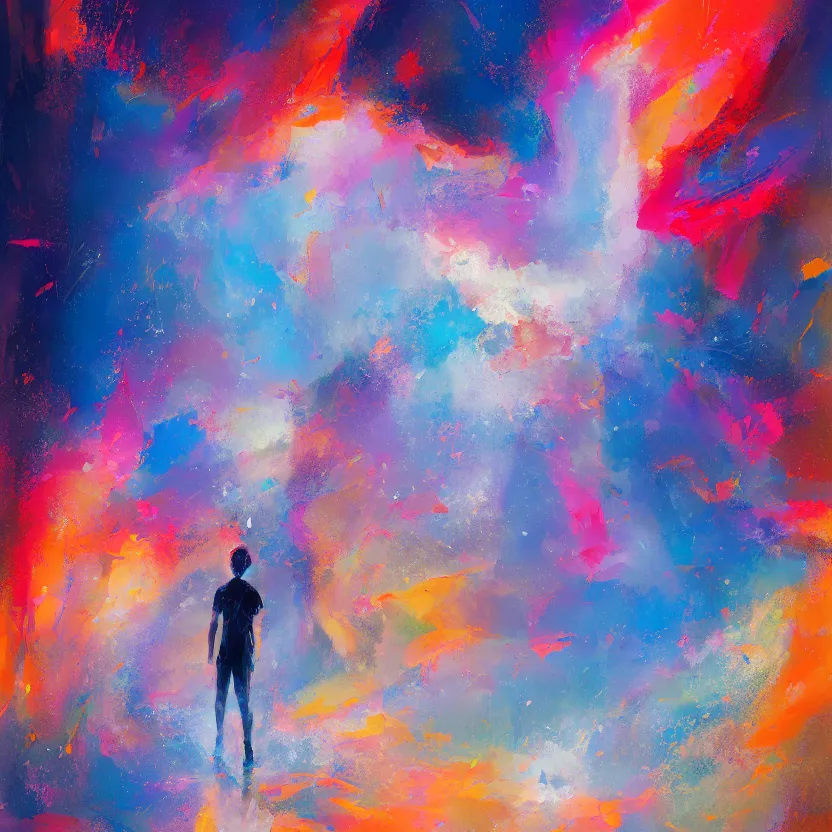 Prompt: # abstract painting of a # megical # boy, # mist # magic # spell, by yoshitaka amano and alena aenami