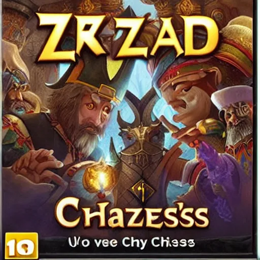 Prompt: video game box art of a game called wizard's chess, 4 k, highly detailed cover art.