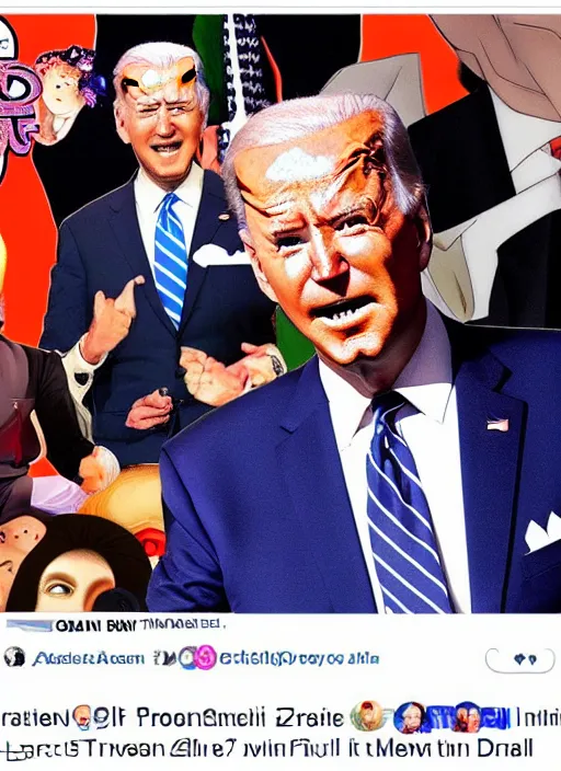 Image similar to : president trump and biden as anime cartoon character design dragonball z