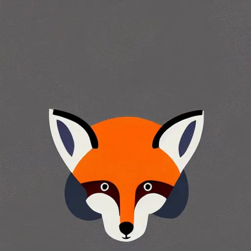 Image similar to fox in headphones, art, digital art, minimalism,