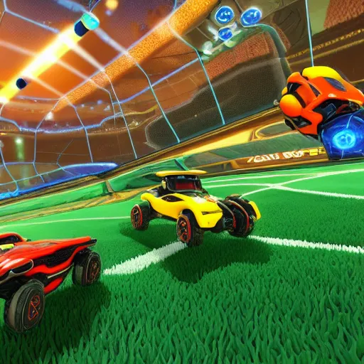 Image similar to fall guys on rocket league