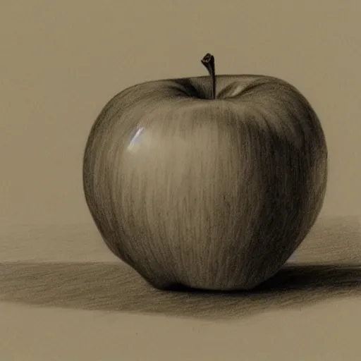 Prompt: an apple, by Charles Bargue, academic, pencil drawing, monotone