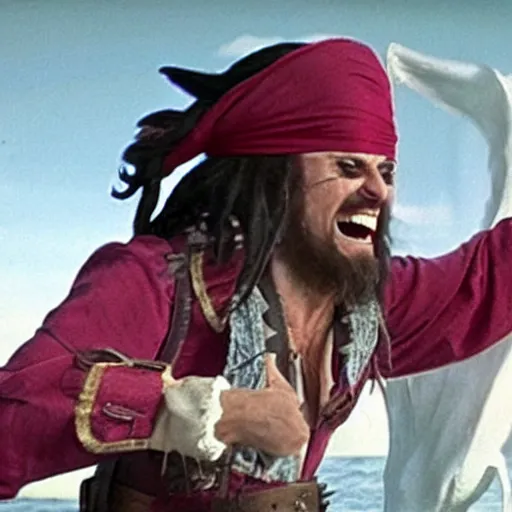 Prompt: laughing dying pirate reaction image, movie still