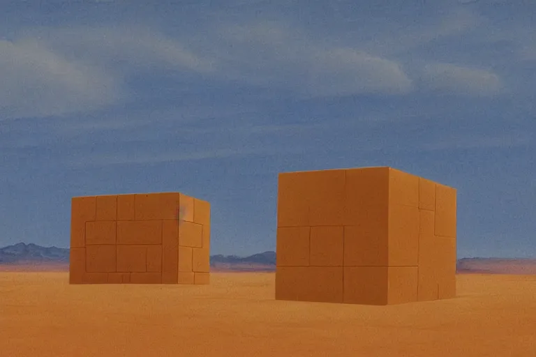 Prompt: giant cube floating above the desert concept sketch by joe johnston and nilo rodis - jamero and ralph mcquarrie and norman reynolds