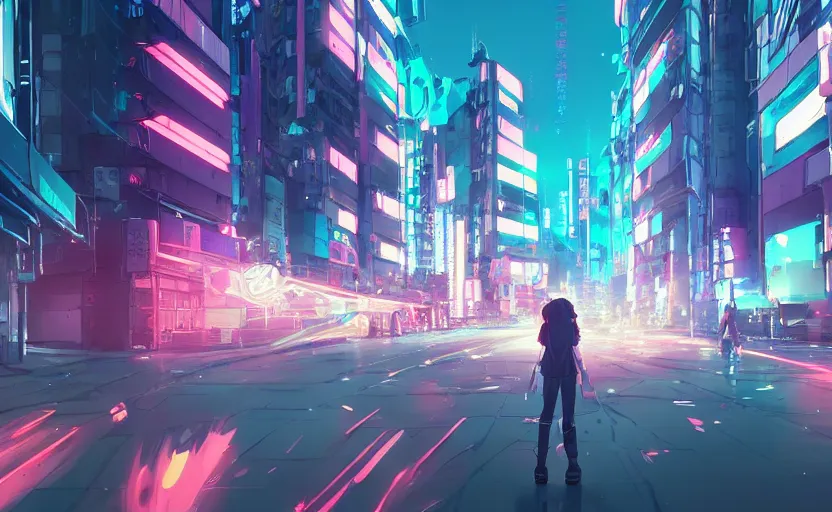 Image similar to anime city lineart, flat color, synthwave, tokyo futuristic and clean, hyper realistic, straight lines 8k hdr pixiv dslr photo by Makoto Shinkai ilya kuvshinov and Wojtek Fus, digital art, concept art,