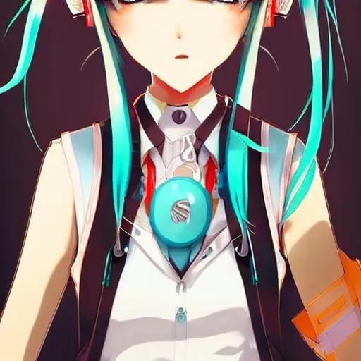 Prompt: hatsune miku short hair, anime style, hyper detailed, illustration, digital painting, high delicate defined details, anime stylized, highly detailed, realistic, sharp focus, styled by rhads