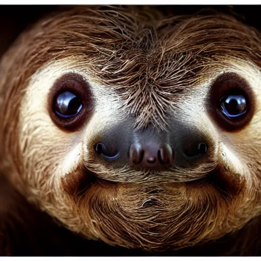 Prompt: a beautiful high detail photo of a sloth's face
