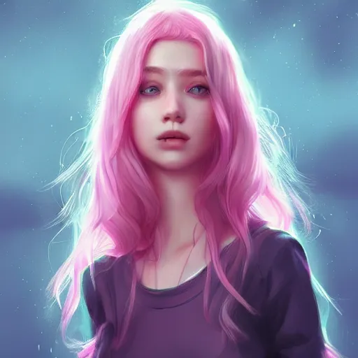 Image similar to teen girl, pink hair, gorgeous, amazing, elegant, intricate, highly detailed, digital painting, artstation, concept art, sharp focus, illustration, art by Ross tran