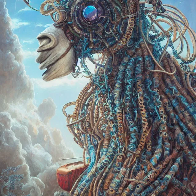 Prompt: llama with dreadlocks, industrial scifi, by mandy jurgens, ernst haeckel, by hsiao, james jean