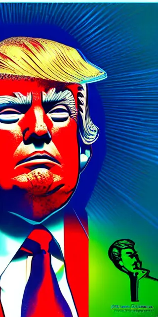 Prompt: donald trump american patriot apotheosis in the style of alex grey