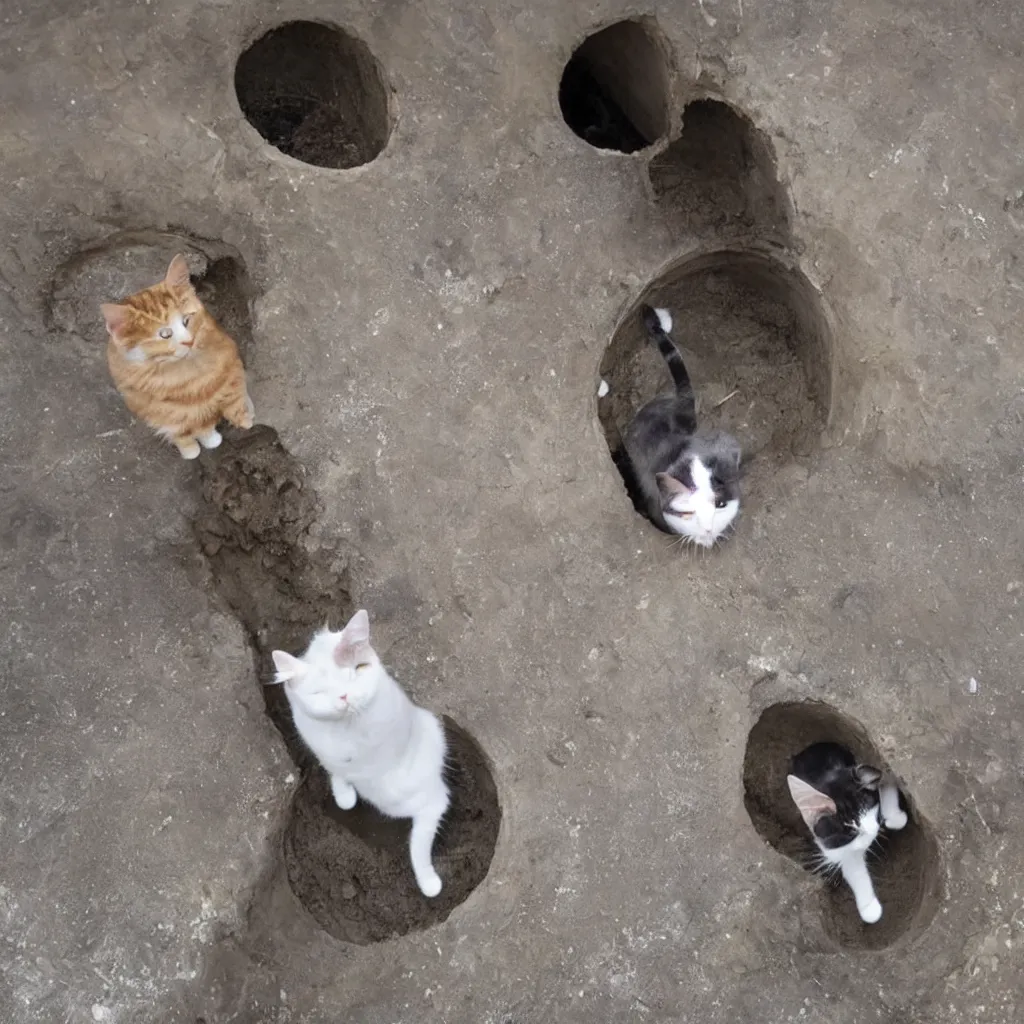 Image similar to how to route your cat to the most profitable endpoint in the sewage system. conspiracy theories about how long, how far, how many cats you had to flush in order to guarantee a golden moment where the cat