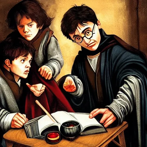 Prompt: harry potter portrait in the style of caravaggio