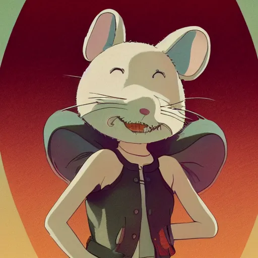 Image similar to in the style of studio ghibli, anthropomorphic mouse, female, wearing denim shorts and tank top, detailed, intricate, aesthetic, artistic, ambient occlusion, volumetric light effect, 8 k resolution