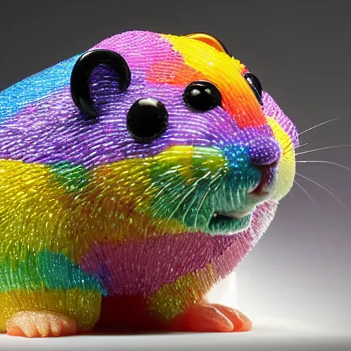 Image similar to rainbow hamster made out of large gems and crystals, sculpture, 8 k hd