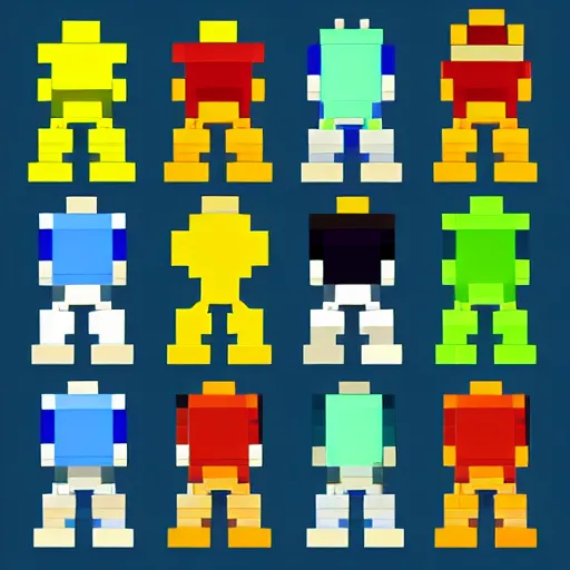 Image similar to robot boy running sprite 2 d animation pixel art, running animation sheet 1 2 8 x 1 2 8