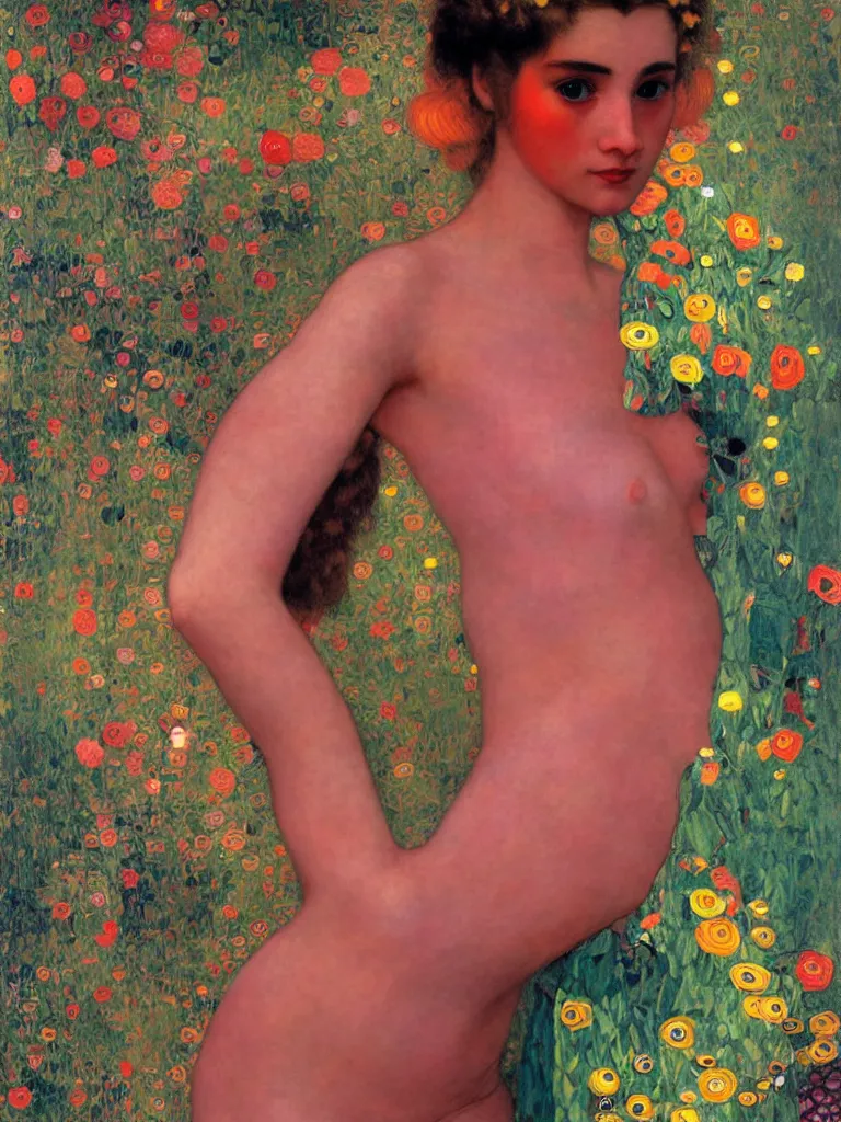 Image similar to a portrait of a vintagestyle thief in vivid colors, neon, art by gustav klimt and artgerm and wlop and william - adolphe bouguereau