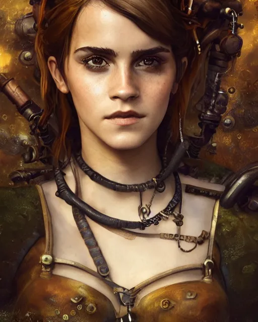 Image similar to underwater steampunk pirate portrait of emma watson, au naturel, hyper detailed, digital art, trending in artstation, cinematic lighting, studio quality, smooth render, unreal engine 5 rendered, octane rendered, art style by klimt and nixeu and ian sprigger and wlop and krenz cushart.