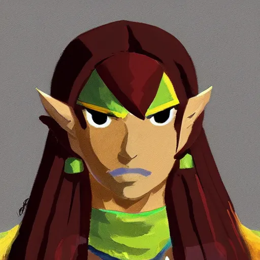 Image similar to portrait of someone from the yiga clan from the legend of zelda breath of the wild, breath of the wild art style.