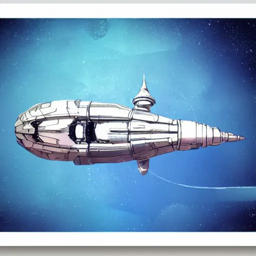 Image similar to very detailed spaceship on an ice planet, gradient background, retro science fiction vintage art