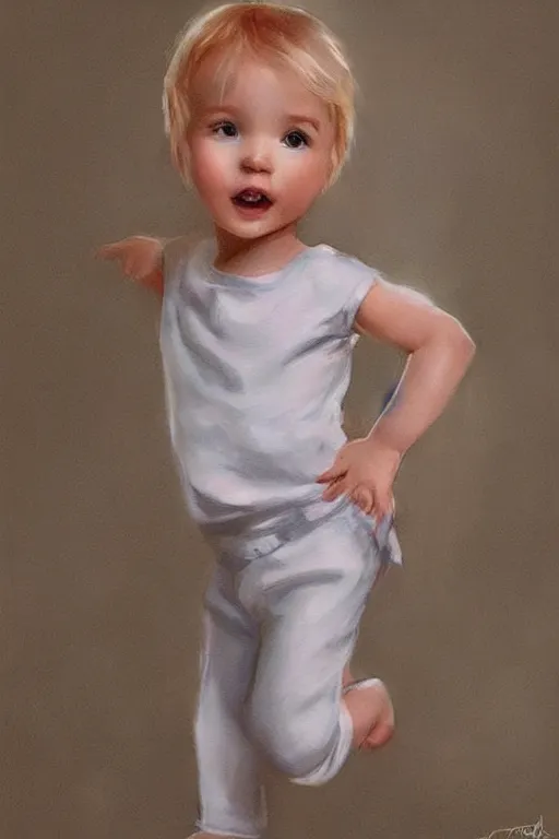 Image similar to happy toddler dancing, wearing pajamas. clean elegant painting, very detailed. by artgerm and greg rutkowski