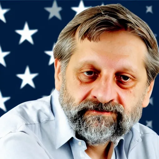 Prompt: Official Portrait of United States President Slavoj Zizek