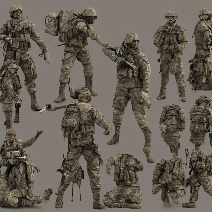 Image similar to lone single suited being, 4 limbs and civilized behavior, military soldier behavior, photorealistic rendering, hyperdetailed