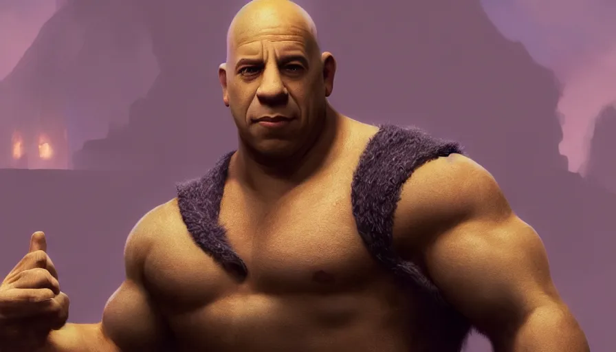 Prompt: Vin Diesel is Shrek, hyperdetailed, artstation, cgsociety, 8k