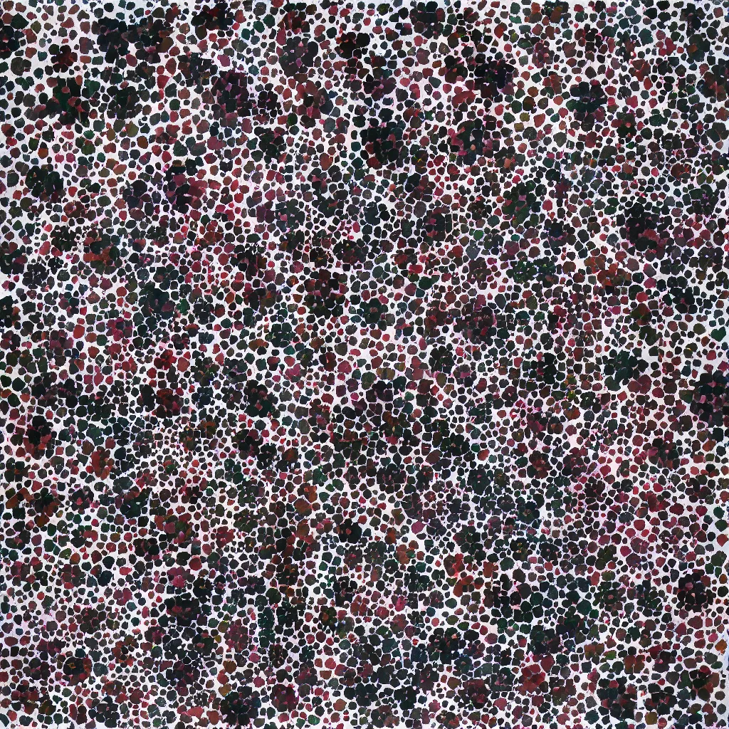 Image similar to camo made of hearts, smiling, abstract, rei kawakubo artwork, cryptic, dots, stipple, lines, splotch, color tearing, pitch bending, color splotches, dark, ominous, eerie, minimal, points, technical, old painting