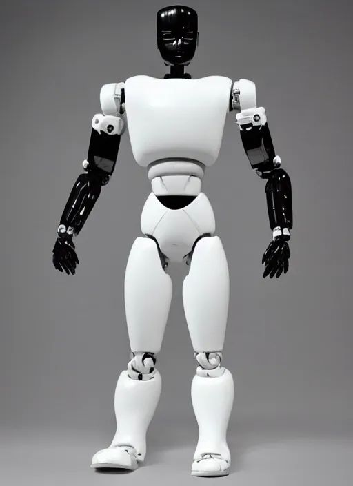 Image similar to 'futuristic blanco ceramic humanoid robot macho guapo with a handsome face and muscular body'