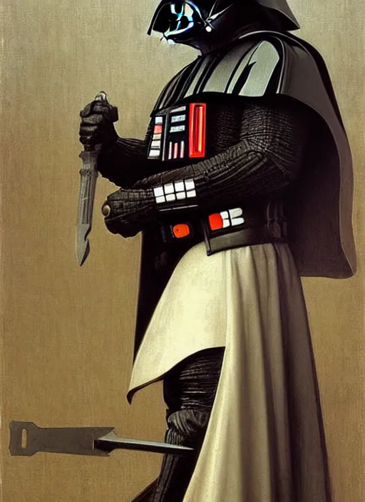 Prompt: darth vader as medieval knight, bouguereau