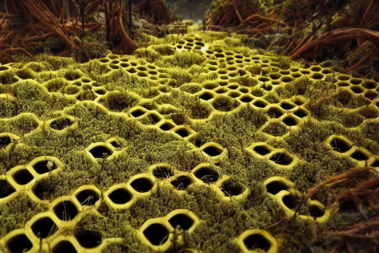 Prompt: elegance, favela labyrinth honeybee hive, slime mold forest environment, industrial factory, cheerful, award winning art, epic dreamlike fantasy landscape, ultra realistic,