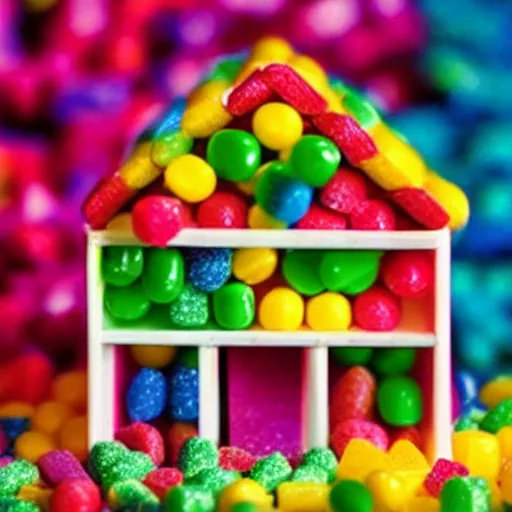 Prompt: a candy house made of chiclets