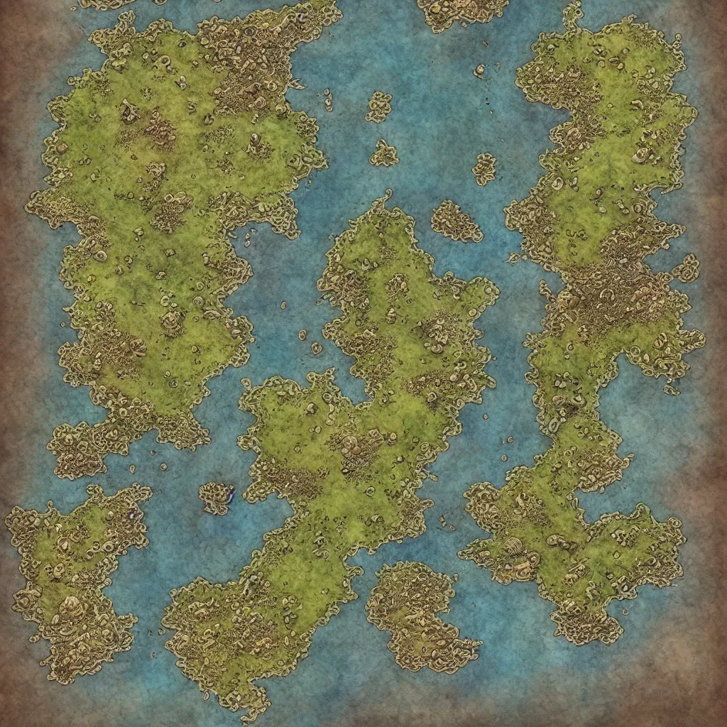 Image similar to detailed fantasy map, cartography, art by devon rue, swllsword maps, critical role, wotc, roll 2 0, dndbeyond, godsfall, fantasy, world, bright, sharp focus, smooth, sharpened