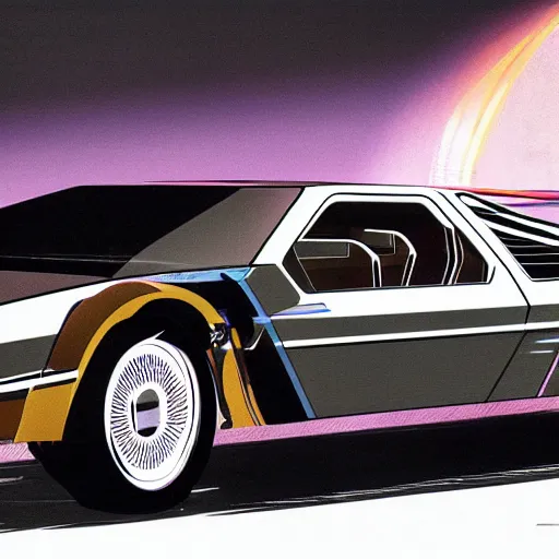 Image similar to Delorean concept as drawn by syd mead