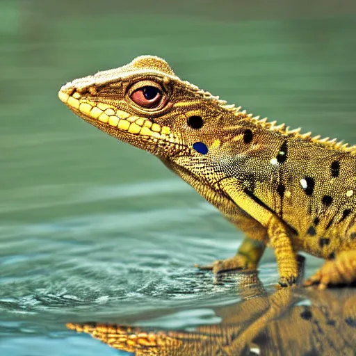 Image similar to anthro lizard sitting in water, photograph captured at oregon hotsprings