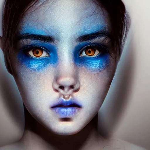 Prompt: beautiful ghost girl, black hair, blue eyes, glowing skin, photorealistic