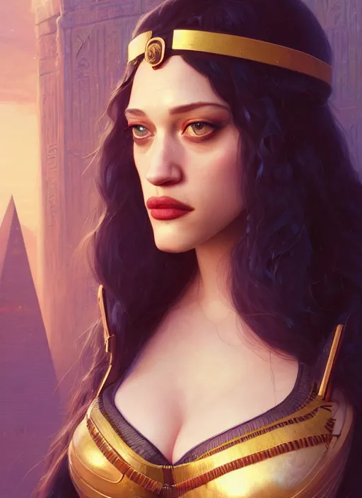 Image similar to Highly detailed portrait of Kat Dennings, as an Egyptian goddess, Stephen Bliss, unreal engine, fantasy art by Greg Rutkowski, Loish, Rhads, ferdinand knab, Makoto Shinkai and Lois van baarle, ilya kuvshinov, rossdraws, Tom Bagshaw, global illumination, radiant light, detailed and intricate environment