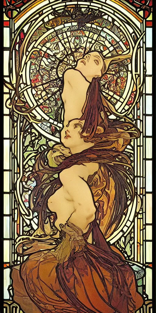 Prompt: hope, art by alphonse mucha, intricate stained glass