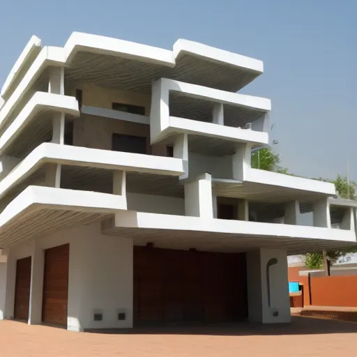 Image similar to a building in the style of nigerian architects